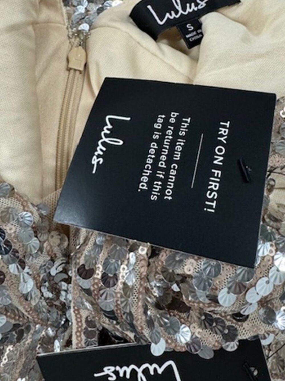 Lulus Sequin Your Heart Champagne Sequin Sleeveless Mermaid Maxi Dress NWT - Picture 8 of 10